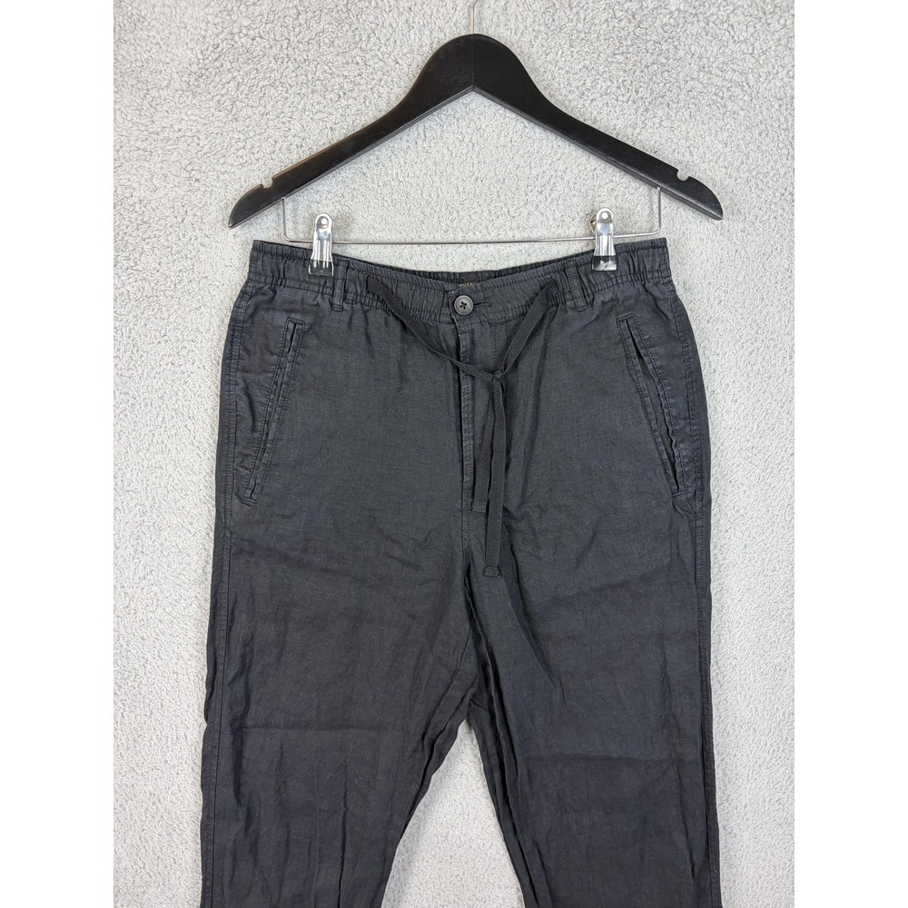 Club Room Luxury Linen Chino Pants Men 30x30 Black Drawstring Elastic Resort Men